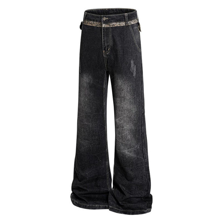 Damen Hochtaillierte Schlagjeans mit verstellbaren Hüftriemen und Vintage‑Waschung Echoarchiv