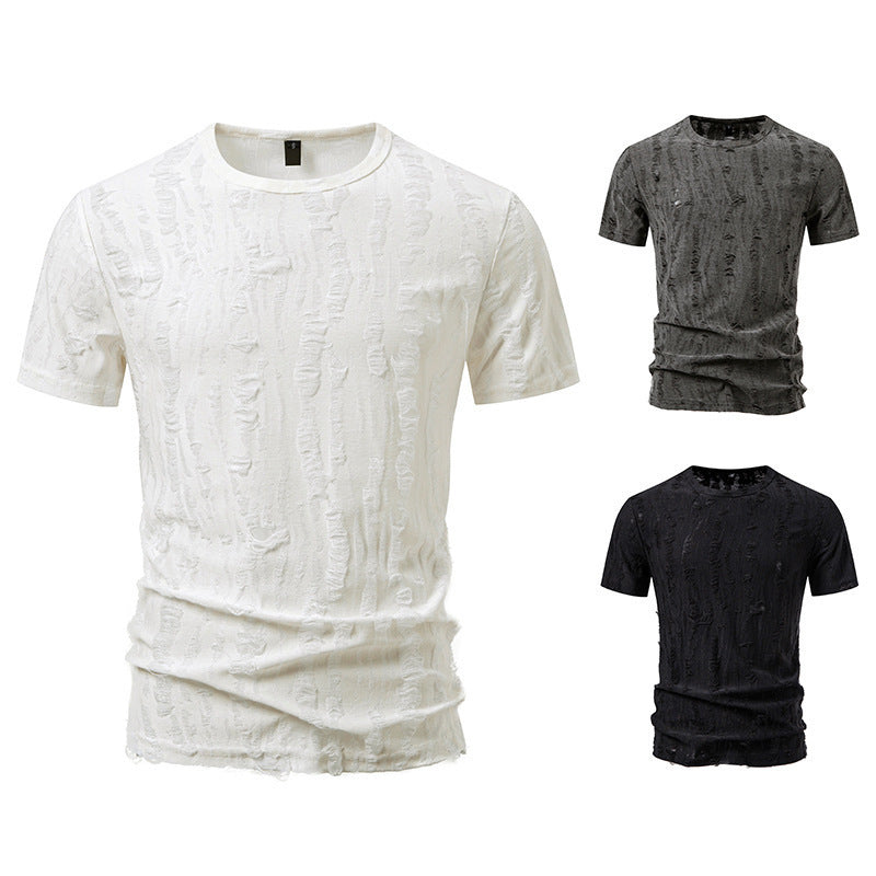 Herren lässiges T-Shirt mit strukturiertem Design und Rundhalsausschnitt Echoarchiv