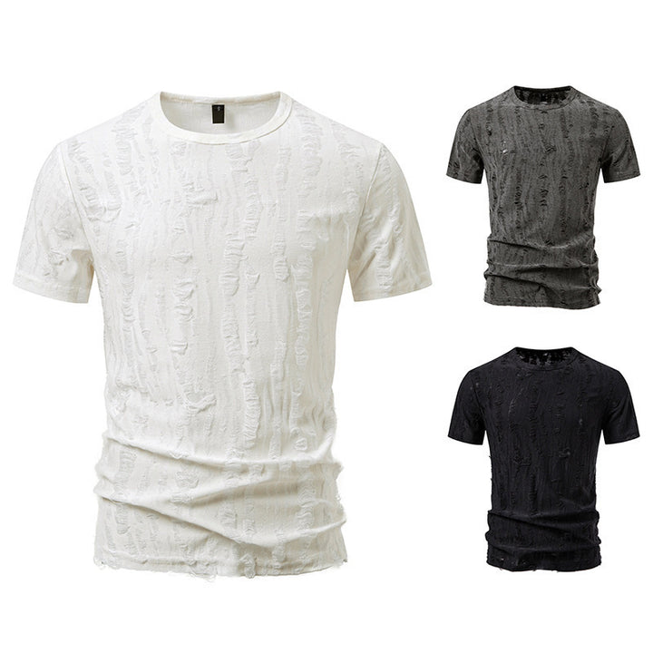 Herren lässiges T-Shirt mit strukturiertem Design und Rundhalsausschnitt Echoarchiv