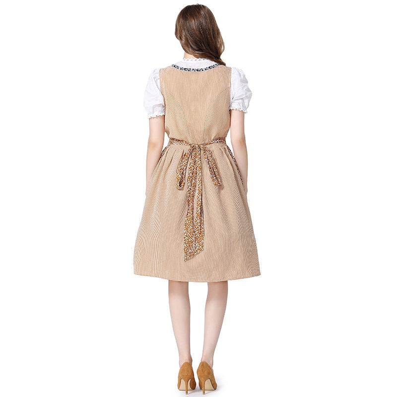 Damen nan traditionelles Oktoberfest Dirndlkleid mit Spitzenbluse, verstellbarer Korsettschnürung und geblümter Schürze Echo Archiv