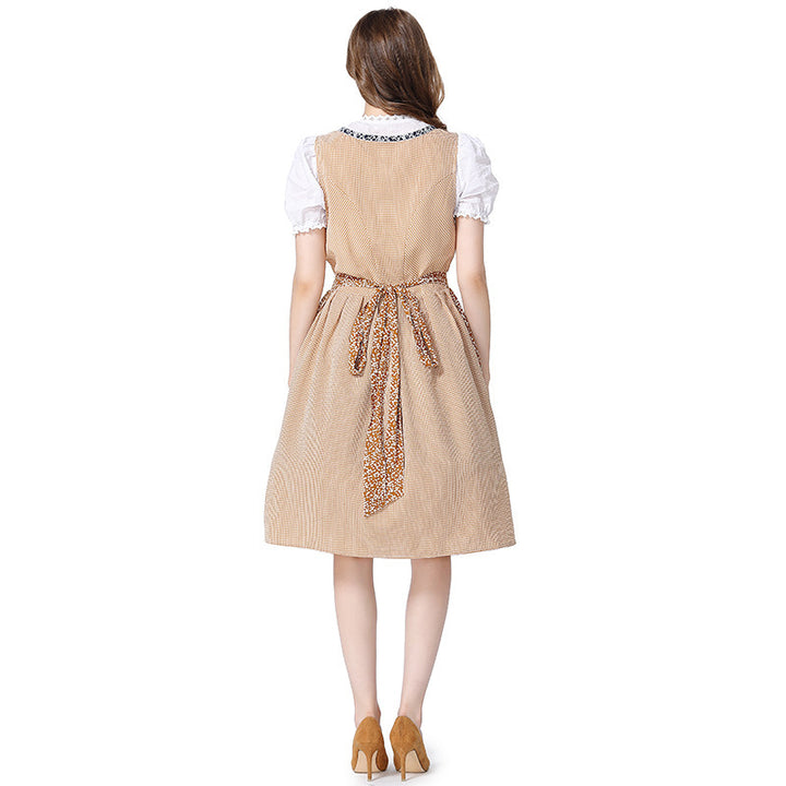 Damen nan traditionelles Oktoberfest Dirndlkleid mit Spitzenbluse, verstellbarer Korsettschnürung und geblümter Schürze Echo Archiv