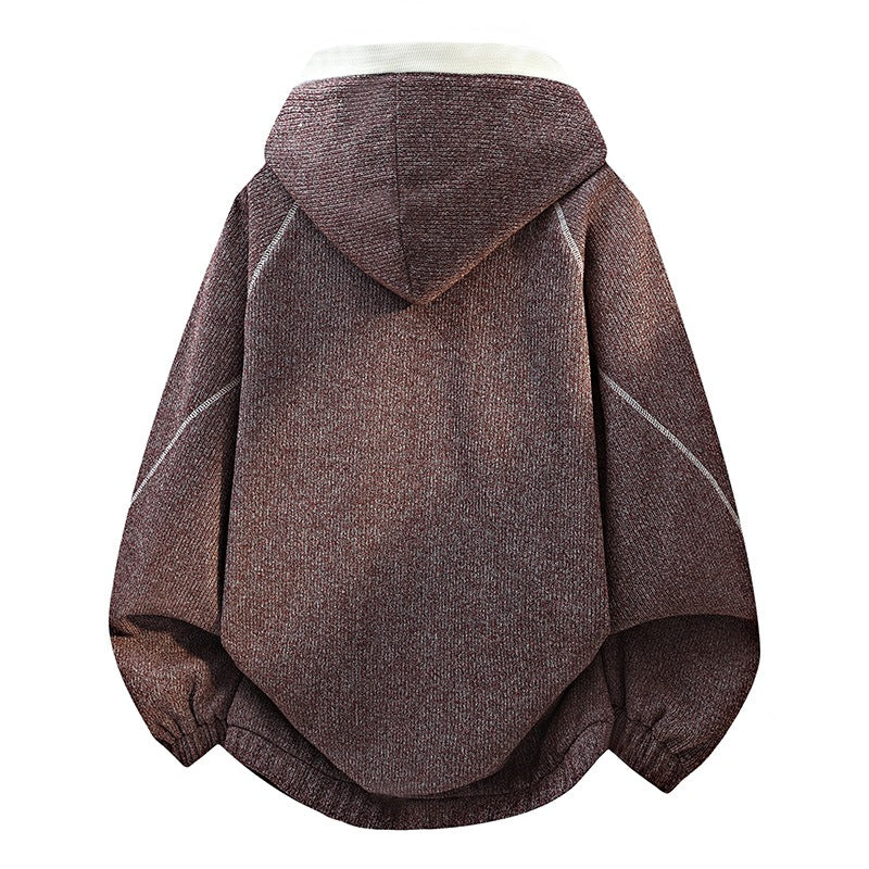 Damen Oversize-Struktur-Kapuzenjacke mit Kontrastfutter, durchgehendem Reißverschluss & Eingrifftaschen Echoarchiv