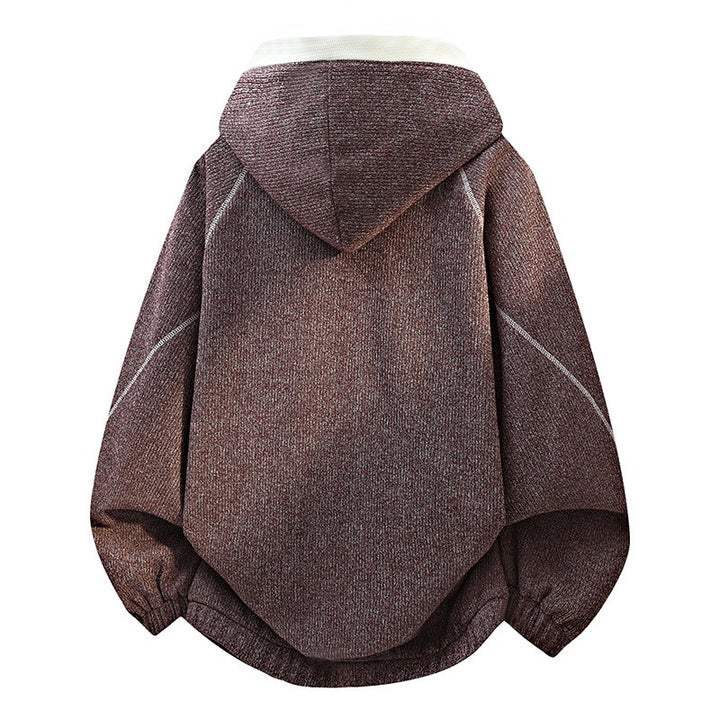 Damen Oversize-Struktur-Kapuzenjacke mit Kontrastfutter, durchgehendem Reißverschluss & Eingrifftaschen Echoarchiv