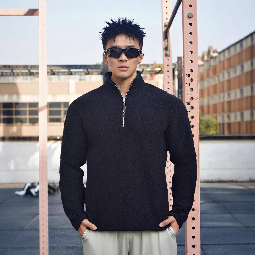 Herren Fleece-Pullover mit modernem Stehkragen und attraktiven Reißverschlussdetails Echoarchiv