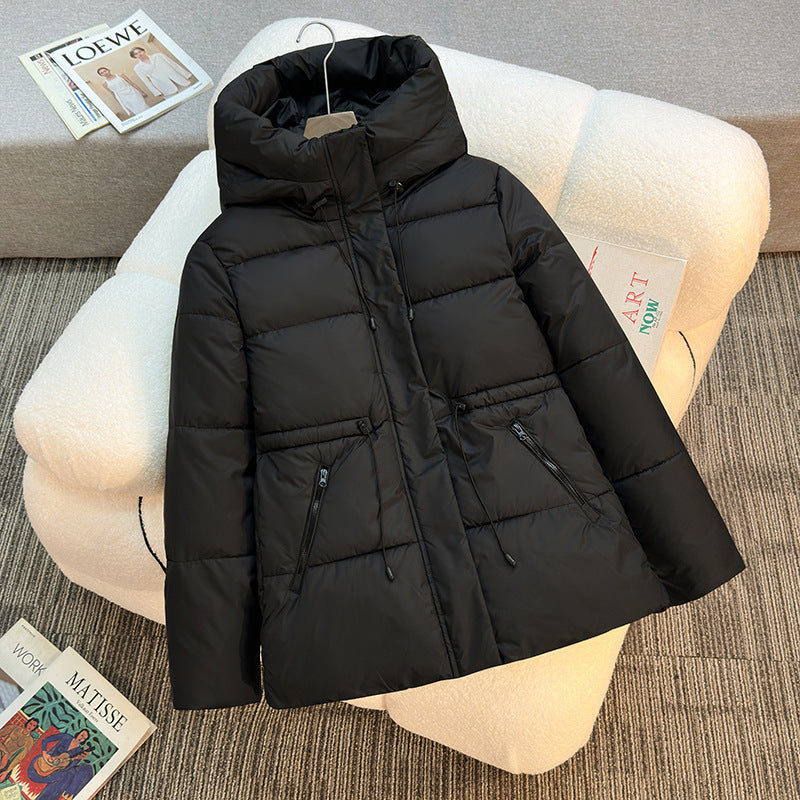 Damen Boxy‑Pufferjacke mit wattierter Isolierung, Steh‑Kapuze und Kordelzügen Echo Archiv