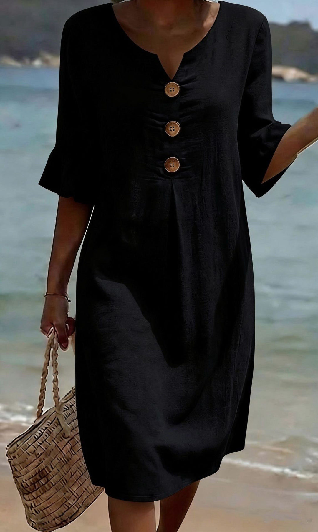 Damen Leichtes Sommerkleid mit Knopfdetails Echo Archiv