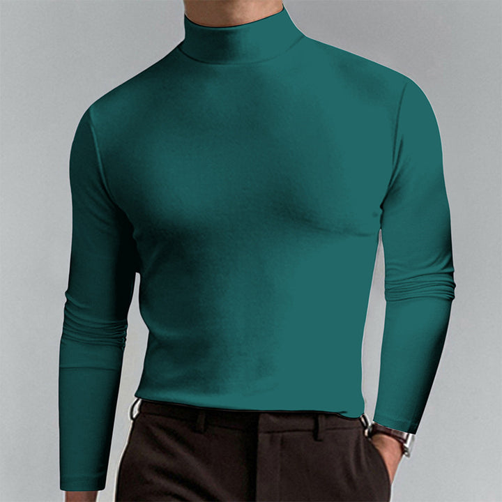 Herren Elegantes Langarm-T-Shirt mit hohem Kragen Echoarchiv