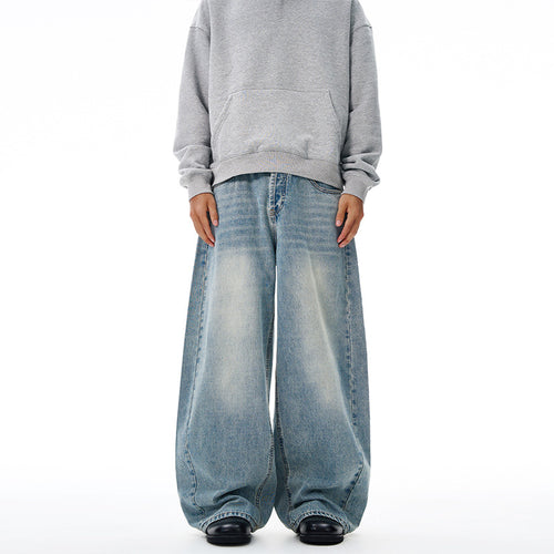Herren Extralange Oversize-Denim-Jeans im Palazzoschnitt mit gerundetem Saum Echo Archiv