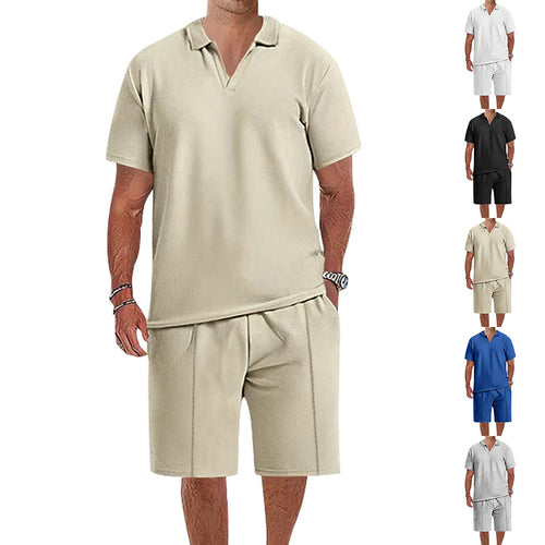 Herren lässiges Kurzarm-Polohemd und Shorts-Set aus atmungsaktivem Stoff Echoarchiv