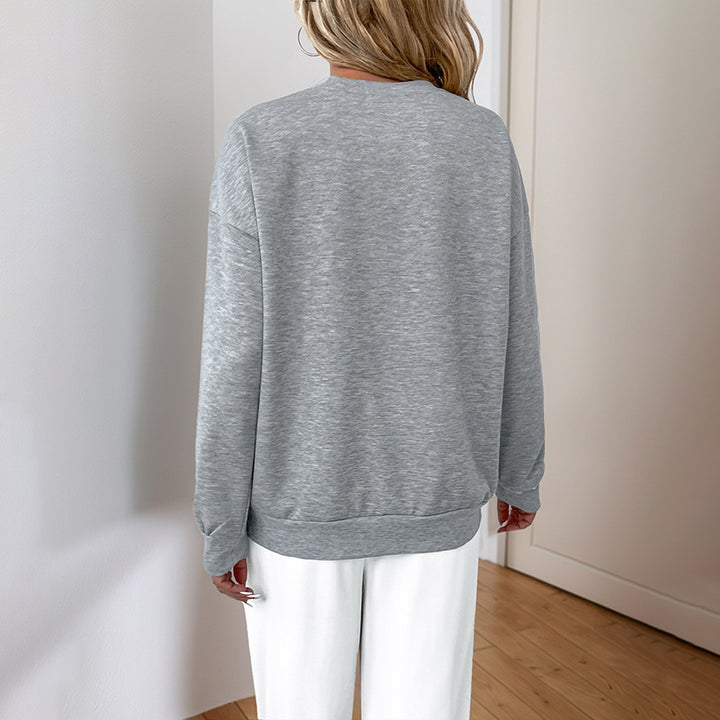 Damen Sweatshirt mit Pailletten-V‑Einsatz und oversized Schnitt – Mavelle
