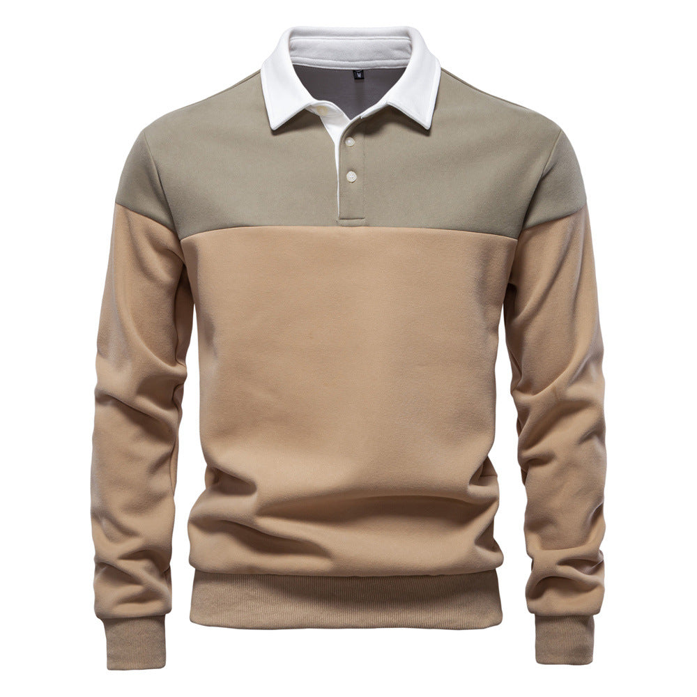 Herren Langarm Poloshirt mit modernen Farbapplikationen und hochwertigem Stoff Echoarchiv