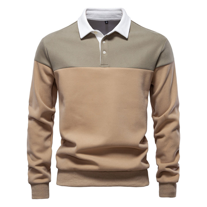 Herren Langarm Poloshirt mit modernen Farbapplikationen und hochwertigem Stoff Echoarchiv