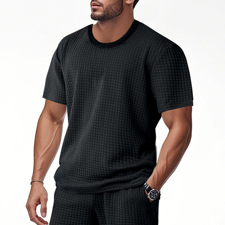 Herren lässiges Kurzarm-Shirt mit strukturiertem Design Echoarchiv