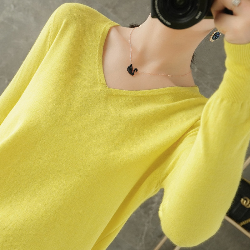 Damen leichter V-Ausschnitt Kaschmir-Look Feinstrickpullover Echoarchiv
