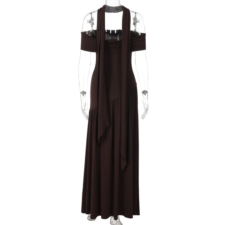 Damen Maxikleid mit schulterfreiem Design und seitlichem Schlitz Echo Archiv
