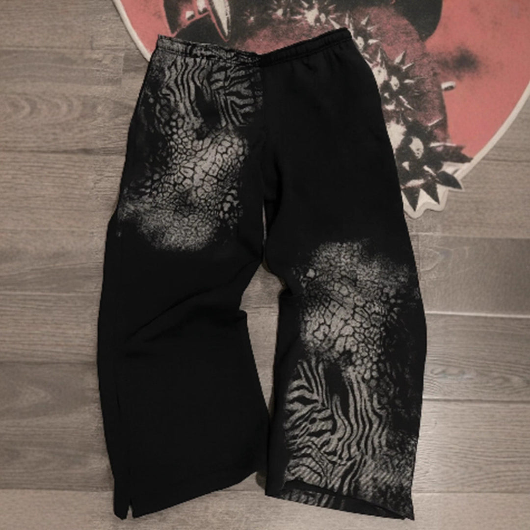 Damen nan lockere Sweathose mit asymmetrischem Animal-Print, elastischem Komfortbund und geradem Bein Echo Archiv