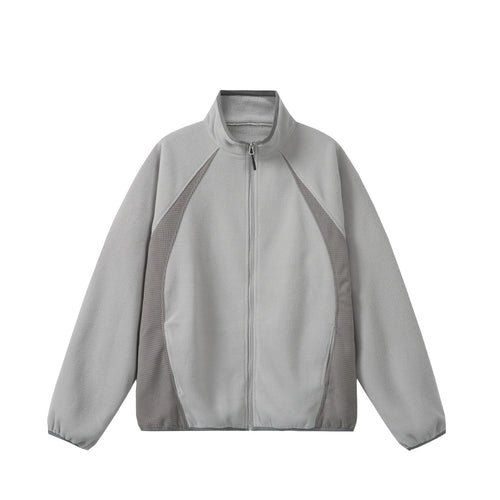 Unisex Fleece-Zippjacke mit Stehkragen und strukturierten Seiteneinsätzen Echoarchiv