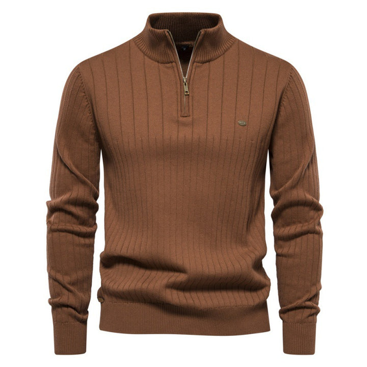Herren Pullover mit halbem Reißverschluss und Rippstruktur Echoarchiv