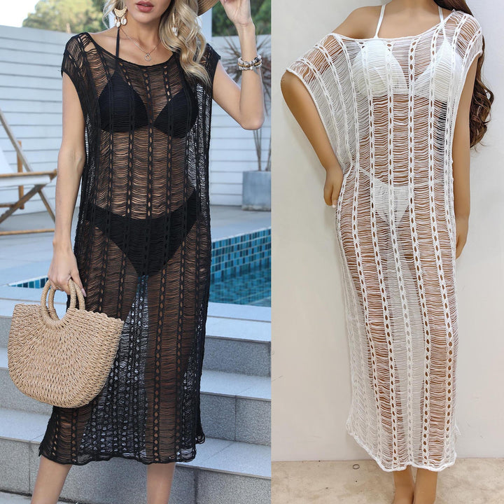 Damen transparenter Häkelstrandüberwurf mit fransigen Details Echo Archiv