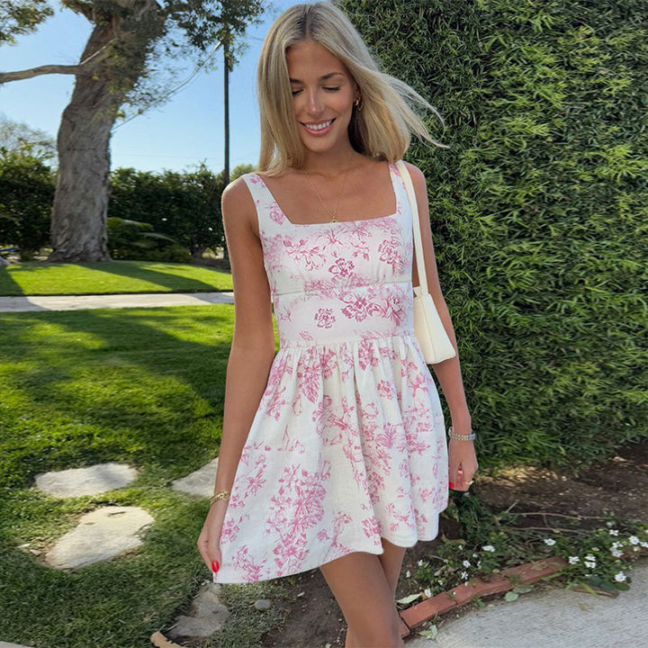 Damen Sommerliches Blumenkleid mit quadratischem Ausschnitt Echo Archiv