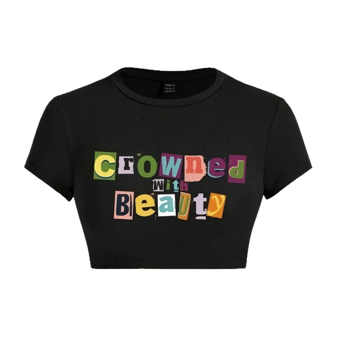 Damen Crop-T-Shirt mit kreativem unvergesslichem Statement Echo Archiv