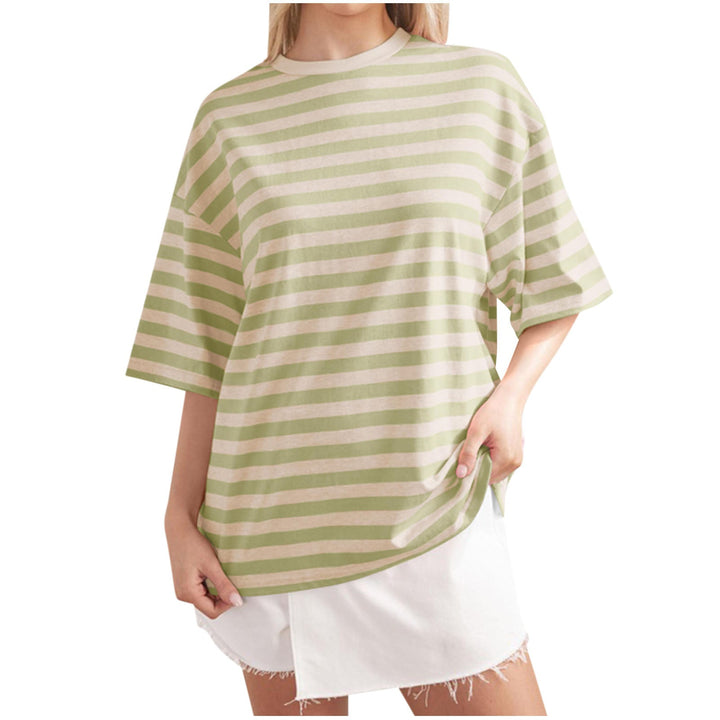 Damen Lässiges Oversized T-Shirt mit breiten Streifen Echoarchiv