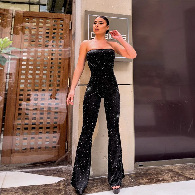 Damen Glamouröses Jumpsuit mit glänzenden Applikationen und schmalem Bein Echo Archiv