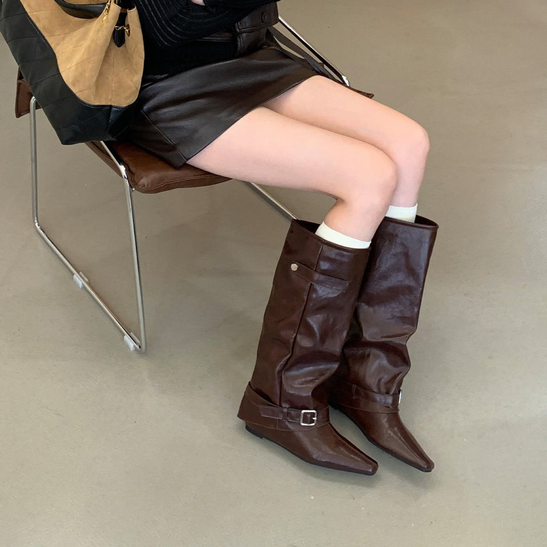 Damen Überknie-Stiefel aus Leder Echo Archiv