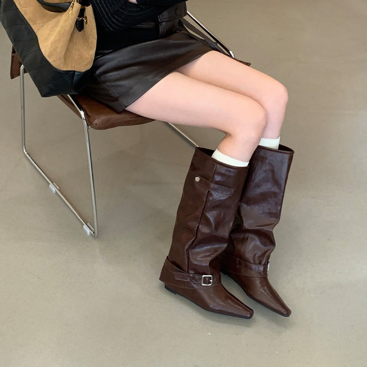 Damen Überknie-Stiefel aus Leder Echo Archiv