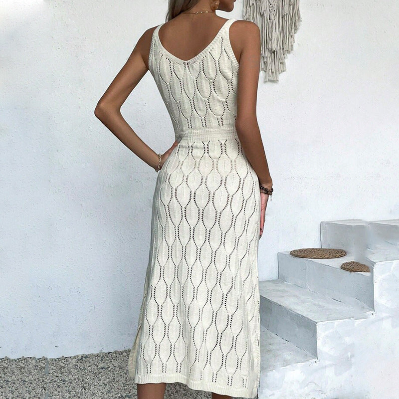 Damen gehäkeltes Midi-Kleid mit raffiniertem Mustermix Echo Archiv