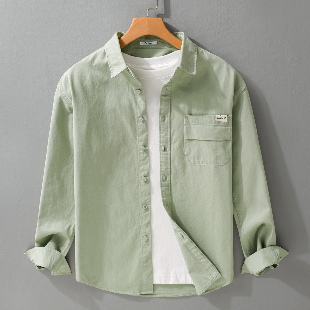 Herren Leichtes Baumwoll-Overshirt mit Kentkragen, Brusttasche und Relaxed-Fit Echoarchiv