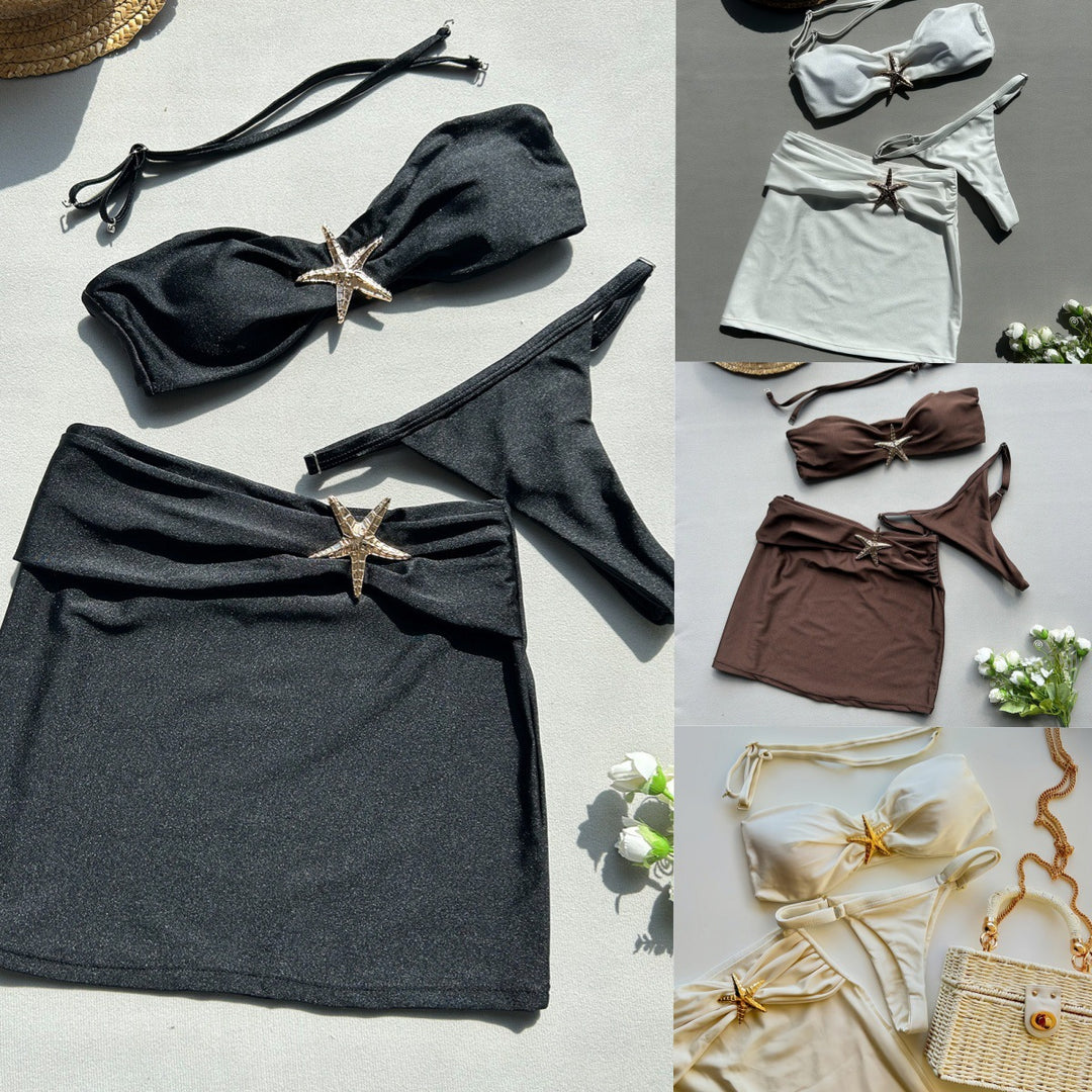 Damen Bikini-Set mit Röckchen und schimmerndem Muschel-Detail Echo Archiv