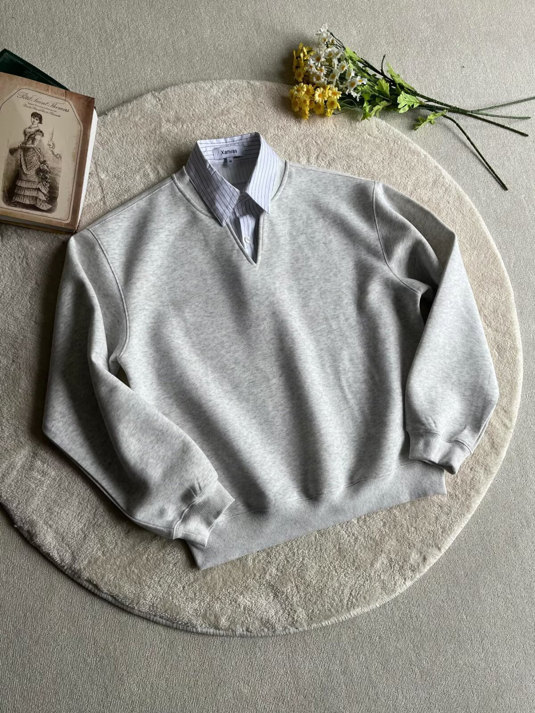 Herren modischer Oversized-Pullover mit V-Ausschnitt Echoarchiv