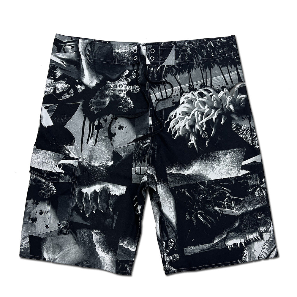 Herren Surf-Shorts mit kreativem Grafikdesign und elastischem Bund Echoarchiv