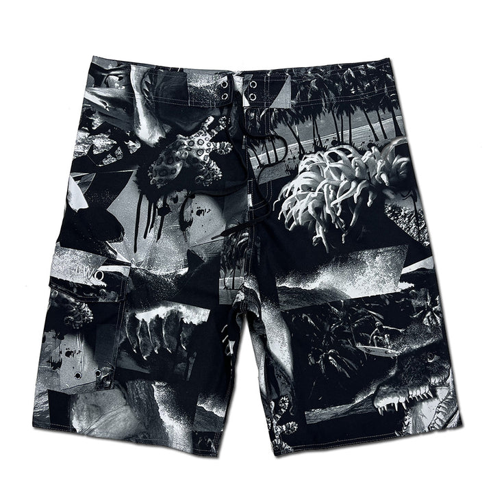Herren Surf-Shorts mit kreativem Grafikdesign und elastischem Bund Echoarchiv