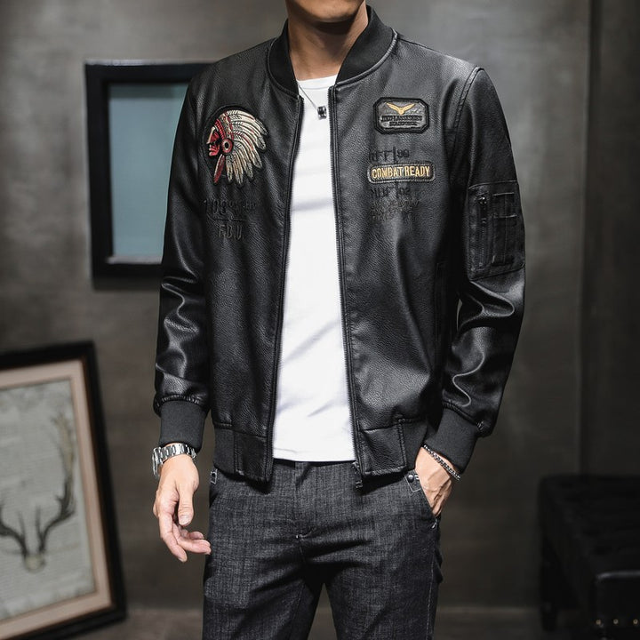 Herren Stylische Lederbomberjacke Echo Archiv