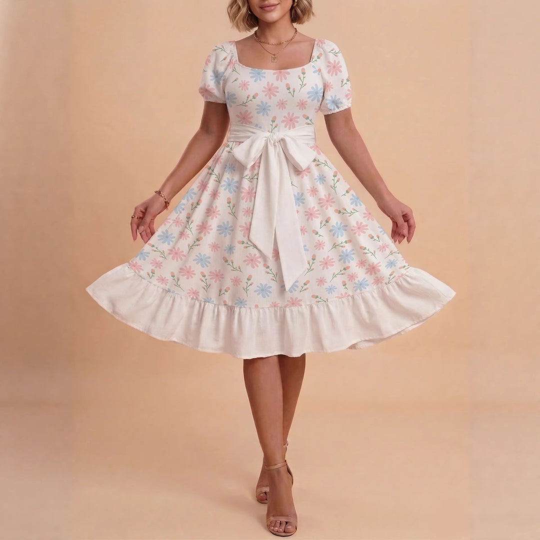Damen Verspieltes Maxikleid mit Bärenmuster und taillierbarem Band Echo Archiv