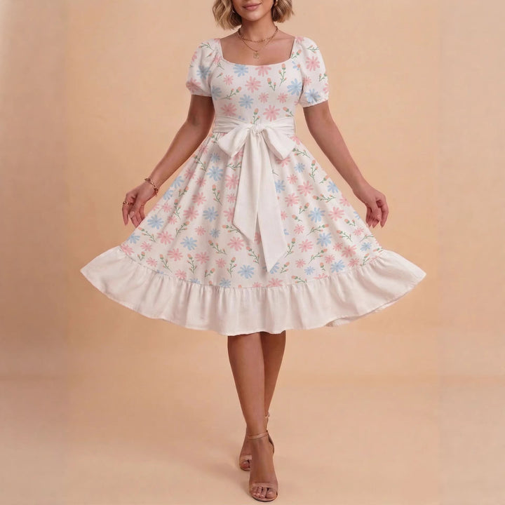 Damen Verspieltes Maxikleid mit Bärenmuster und taillierbarem Band Echo Archiv