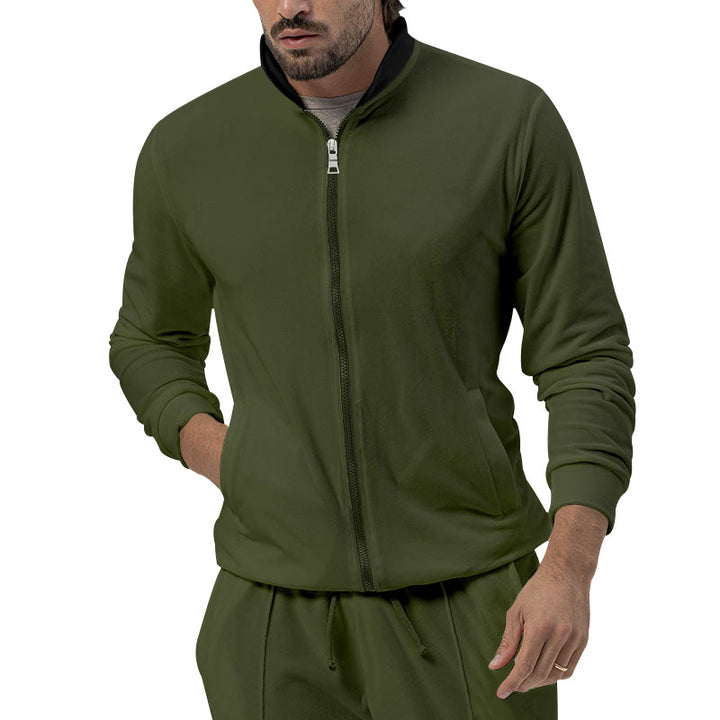 Herren sportliche Trainingsjacke mit Stehkragen und durchgehendem Reißverschluss Echoarchiv