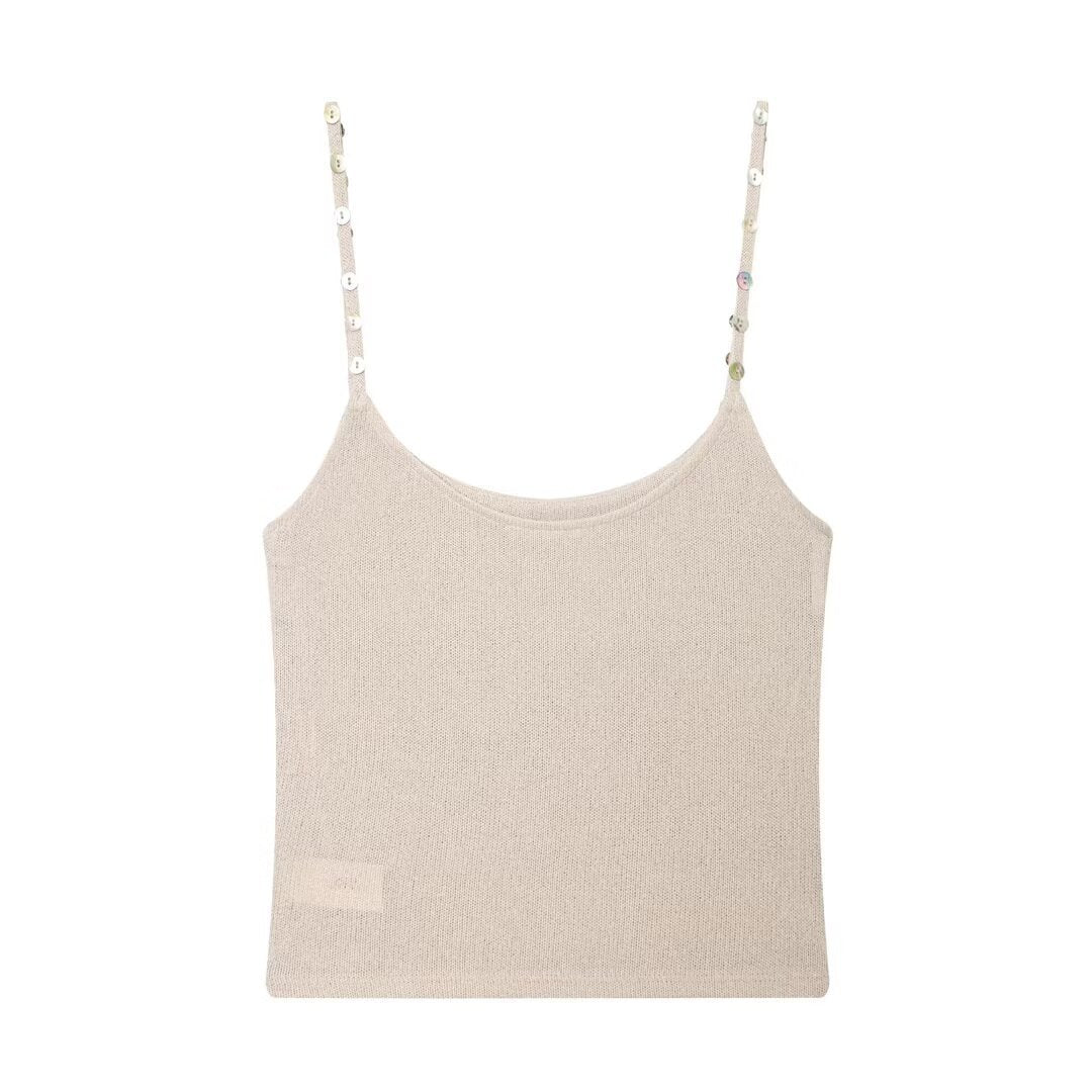 Damen Trägershirt mit feiner Struktur und dekorativen Knöpfen Echo Archiv