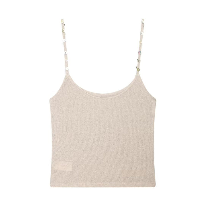 Damen Trägershirt mit feiner Struktur und dekorativen Knöpfen Echo Archiv