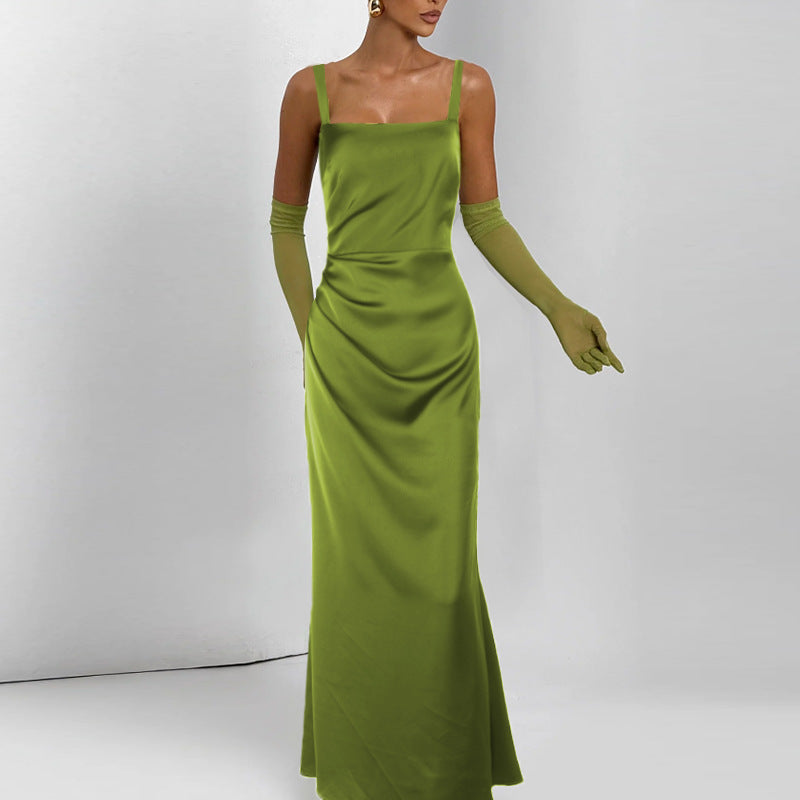 Damen Elegantes Satin-Maxikleid mit schmalen Trägern Echo Archiv