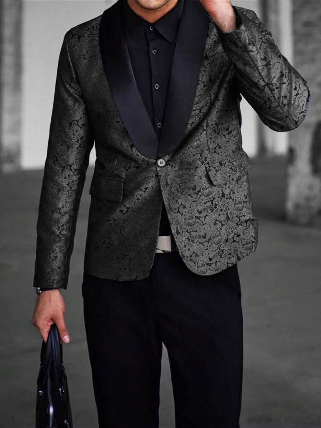 Herren Extravaganter Smoking-Blazer mit filigranem Muster Echoarchiv