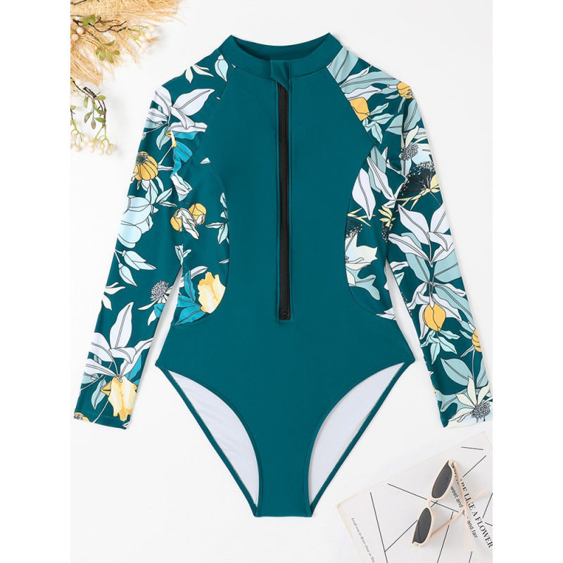 Damen Surfanzug mit floralem Design und sportlichem Reißverschluss Echo Archiv