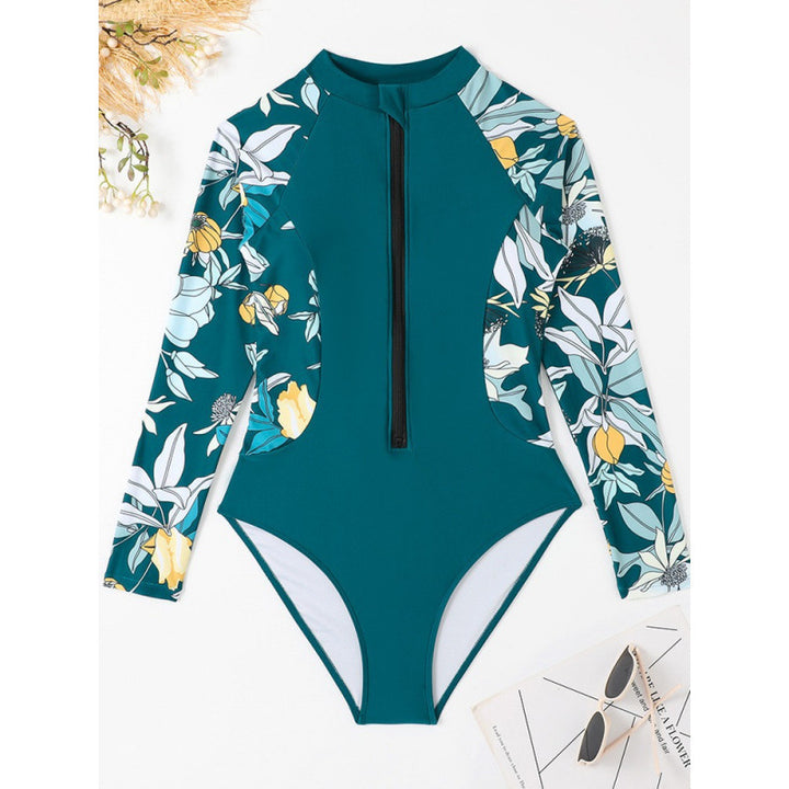 Damen Surfanzug mit floralem Design und sportlichem Reißverschluss Echo Archiv