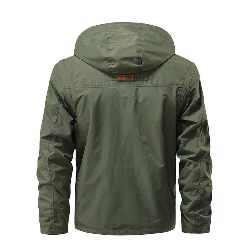 Herren nan multifunktionale Fieldjacke mit Kapuze, zahlreichen Klapp- und Reißverschlusstaschen sowie wind- und wasserabweisender Membran Echo Archiv