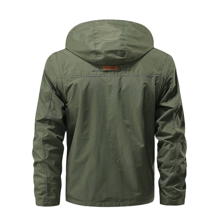 Herren nan multifunktionale Fieldjacke mit Kapuze, zahlreichen Klapp- und Reißverschlusstaschen sowie wind- und wasserabweisender Membran Echo Archiv
