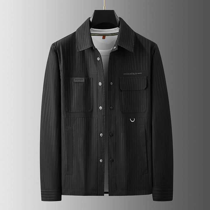 Herren Utility-Overshirt mit feiner Nadelstreifenstruktur, Brusttaschen und D‑Ring Echo Archiv