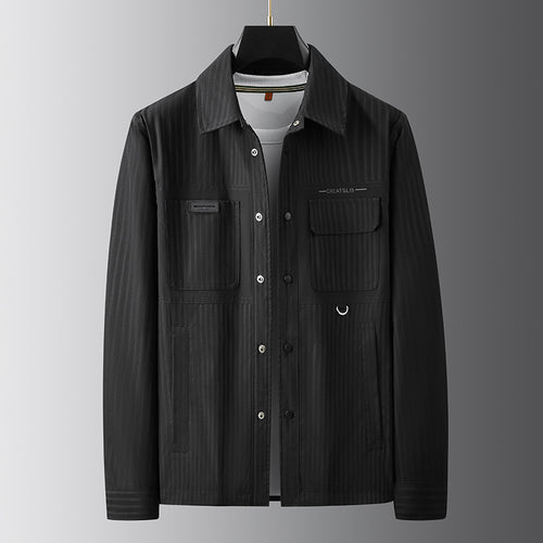 Herren Utility-Overshirt mit feiner Nadelstreifenstruktur, Brusttaschen und D‑Ring Echo Archiv