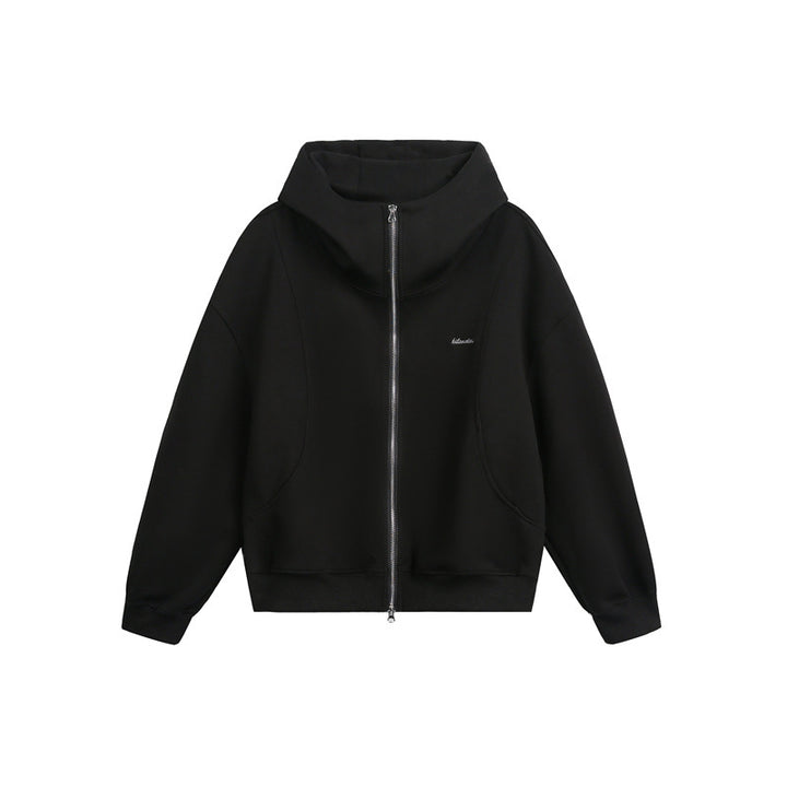 Damen Locker geschnittene Reißverschluss-Hoodie mit hohem Funnelkragen und Zwei-Wege-Funktion Echoarchiv